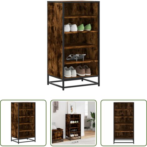 Estante para zapatos -  Zapatero madera contrachapada roble ahumado 48x38x97,5 cm