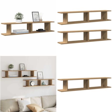 Estante pared 2uds madera ingeniería roble artisian 105x18x20cm - Almacenamiento - Estantería de madera