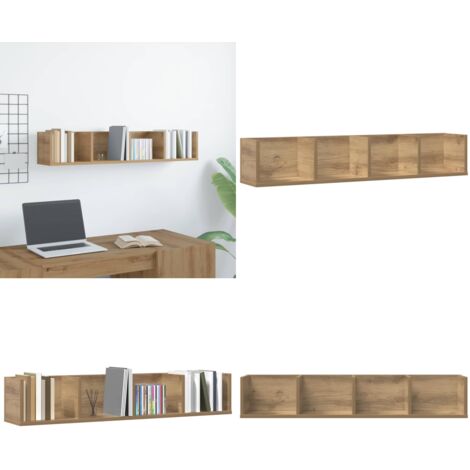 Estante pared CD madera ingeniería roble artisan 100x18x18 cm - Estante de pared - Estante de madera