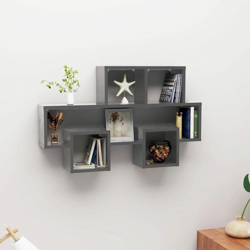 

Estante pared forma de coche aglomerado gris brillo 82x15x51cm
