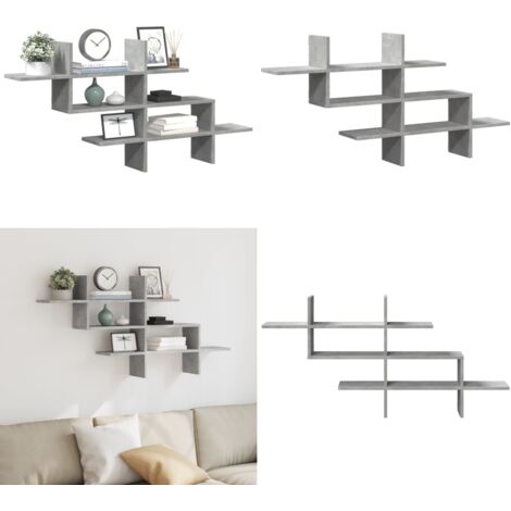 Estante pared madera ingeniería gris hormigón 124,5x18x60,5 cm - Estantería de madera - Estantería de hormigón