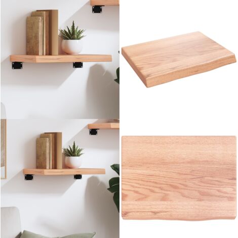 Estante pared madera roble tratada marrón claro 40x30x(2-4) cm - Estante de madera - Roble barnizado
