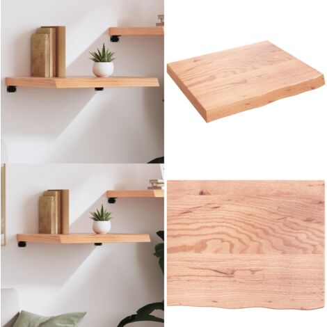 Estante pared madera roble tratada marrón claro 60x50x(2-6) cm - Estante de madera - Estante de roble