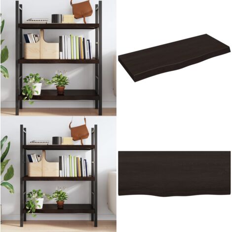 Estante pared madera roble tratada marrón oscuro 100x40x(2-6)cm - Estante de madera - Roble tratado