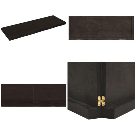 Estante pared madera roble tratada marrón oscuro 140x50x(2-6)cm - Estante de madera - Estante de roble