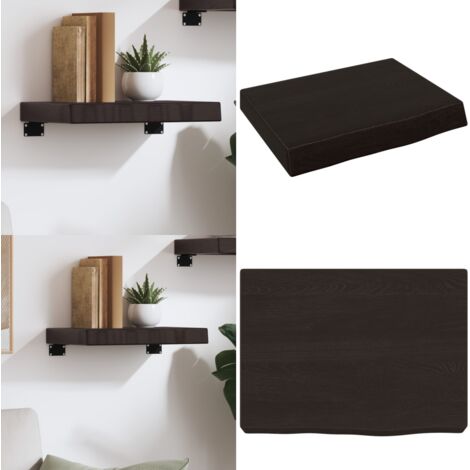 Estante pared madera roble tratada marrón oscuro 40x30x(2-6) cm - Estante de madera - Estante de roble