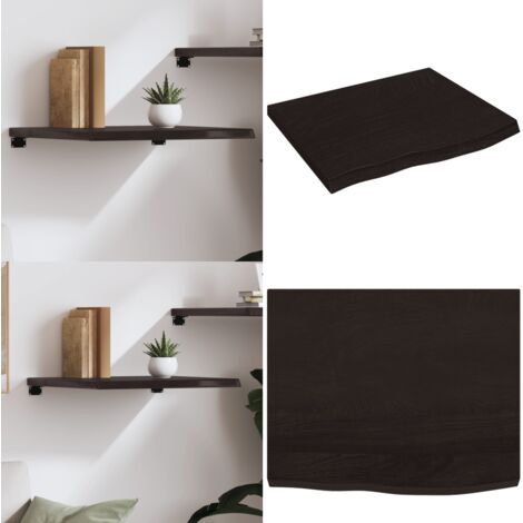 Estante pared madera roble tratada marrón oscuro 60x50x(2-4) cm - Estante de madera - Estante de roble