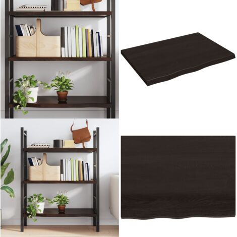 Estante pared madera roble tratada marrón oscuro 80x60x(2-4) cm - Estante de madera - Estante de roble