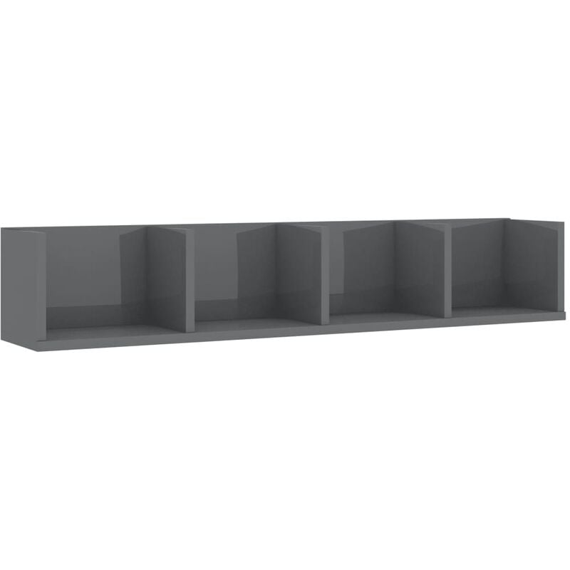 

Estante pared para CD aglomerado gris brillante 100x18x18 cm