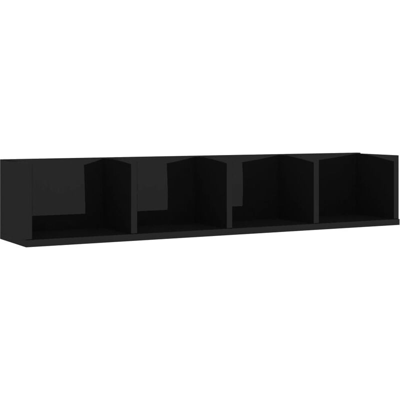 

Estante pared para CD aglomerado negro brillante 100x18x18 cm
