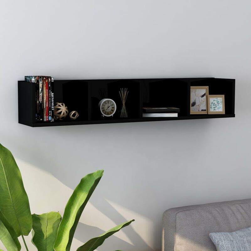 

Youthup - Estante pared para CD aglomerado negro brillante 100x18x18 cm - Negro