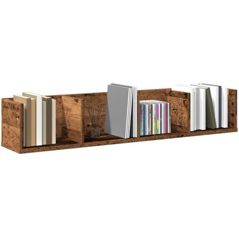 Estante pared para CD madera ingeniería envejecida 100x18x18 cm