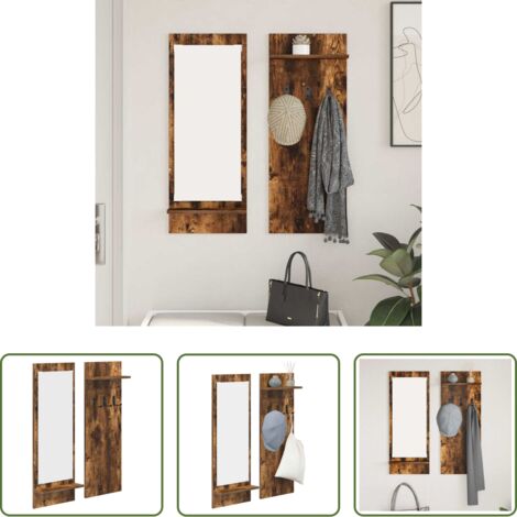 Estante -  Perchero de pared con estante Roble ahumado 70 x 10 x 90 cm