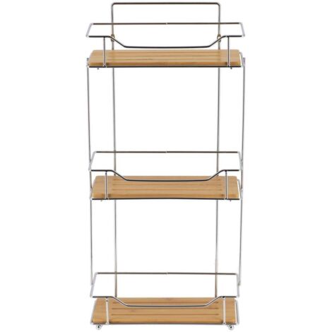 Estante rectangular para colocar o fijar 3 niveles bambú - cromo bambú - Tendance