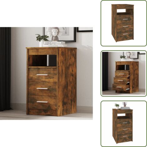 Estante superior - vidaXL Cajonera de madera contrachapada color roble ahumado 40x50x76cm - Cajones