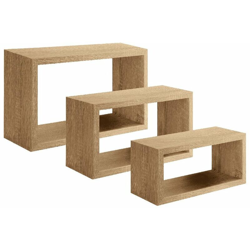 

Estante Trittico Decoracion de Paredes - Sala de Estar, Dormitorio, Oficina - MDF Roble Tabaco 45 x 27 x 15,5/ 40 x 22 x 15,5/ 35 x 17 x 15,5