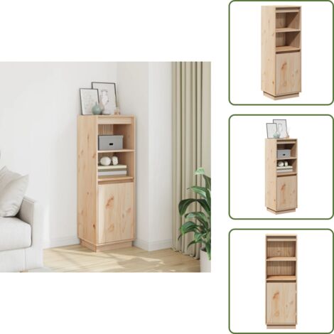 Estante - vidaXL Aparador alto de madera maciza de pino 37x34x110 cm - Compartimento con puerta