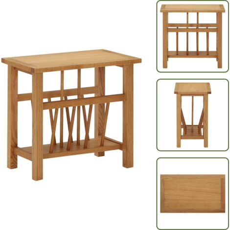 Estante - vidaXL Mesa revistero madera maciza de roble 45x27x42 cm - Mesa decorativa
