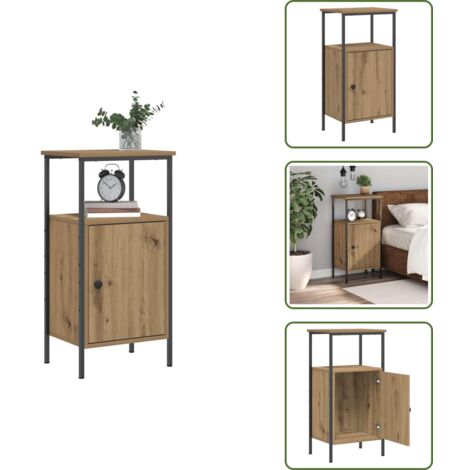 Estante - vidaXL Mesita de noche madera de ingeniería roble artisan 41x31x80 cm - Compartimento