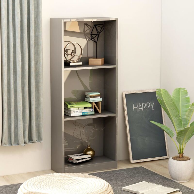 

Estantería 3 niveles aglomerado gris con brillo 40x24x108 cm - Gris