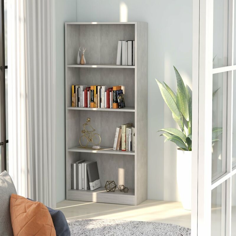

Estantería 4 niveles aglomerado gris hormigón 60x24x142 cm - Gris