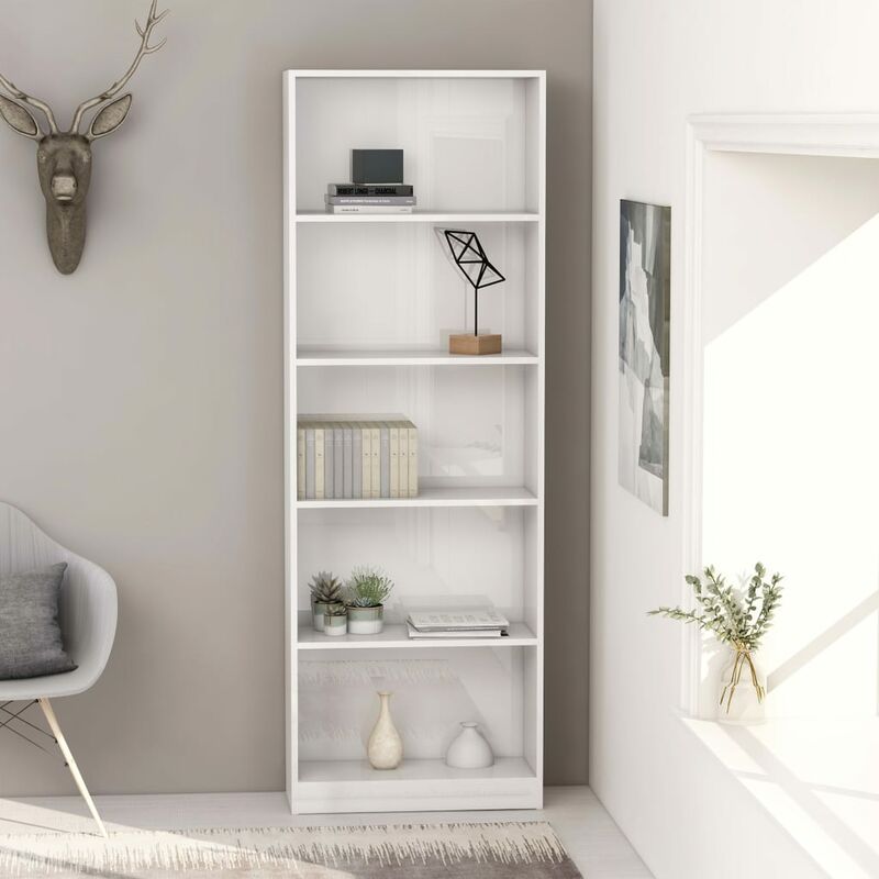 

Estantería 5 niveles aglomerado blanco brillante 60x24x175 cm - Blanco