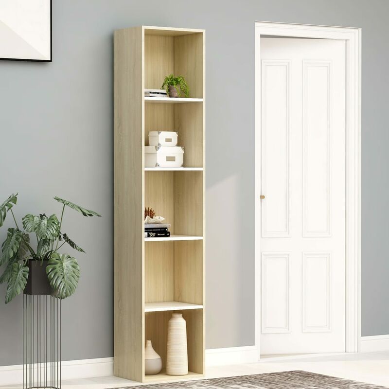 

Estantería aglomerado color roble Sonoma y blanco 40x30x189 cm - Beige