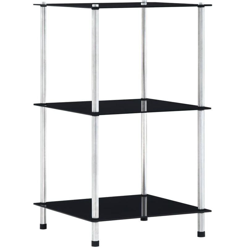 

Estantería de 3 niveles vidrio templado negro 40x40x67 cm - Negro