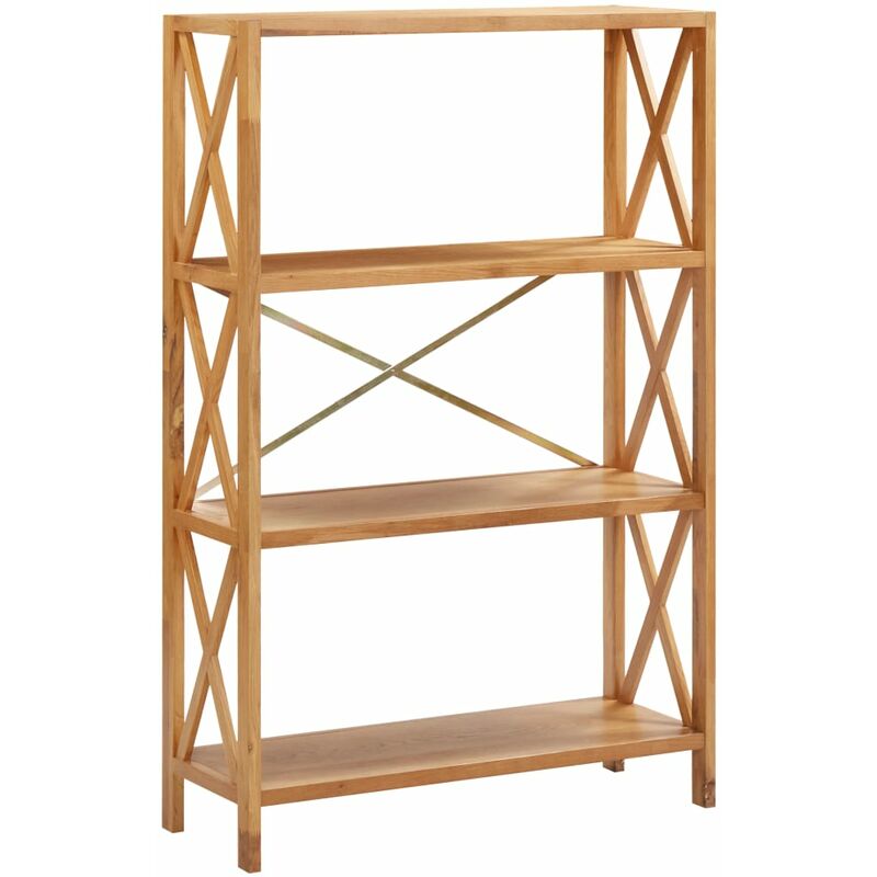 

Estantería de 4 niveles madera maciza de roble 80x30x125 cm - Marrón