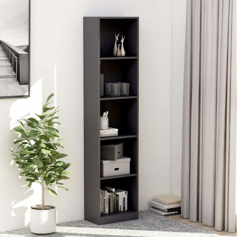 

Estantería de 5 niveles aglomerado gris brillante 40x24x175 cm - Gris