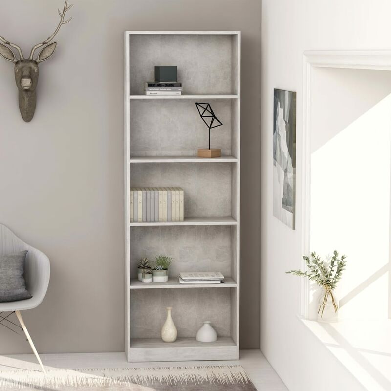 

Estantería de 5 niveles aglomerado gris hormigón 60x24x175 cm - Gris