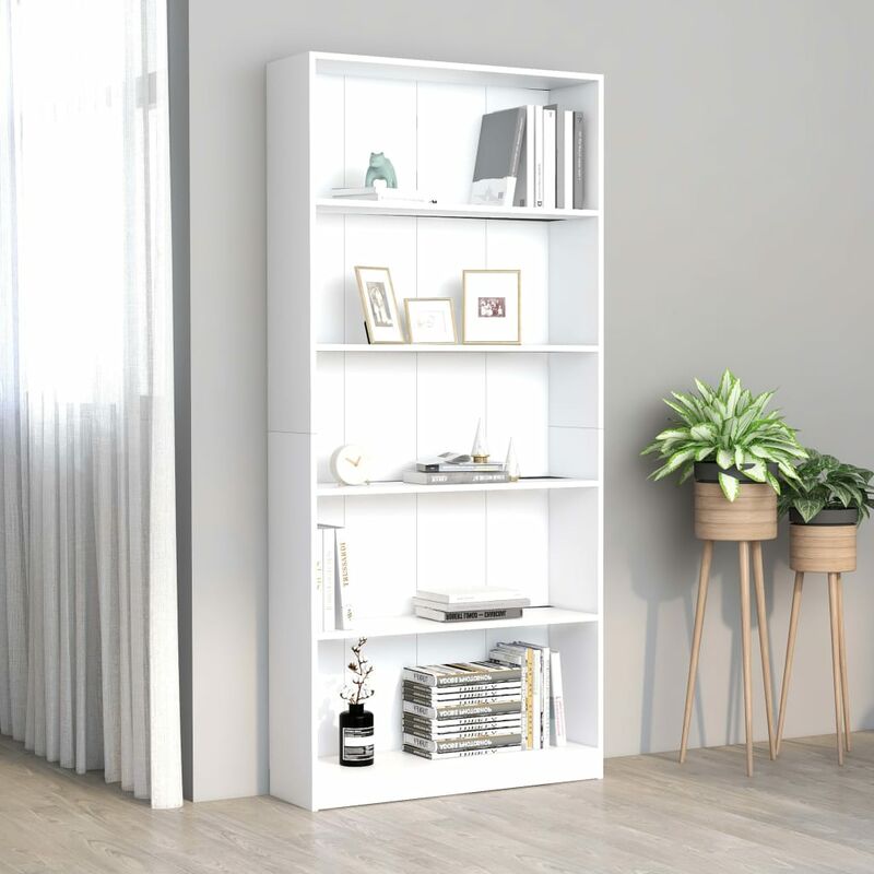 

Estantería de 5 niveles de aglomerado blanco 80x24x175 cm - Blanco