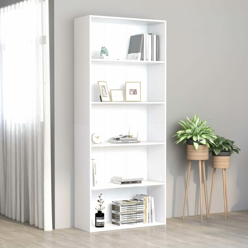 

Estantería de 5 niveles de aglomerado blanco 80x30x189 cm - Blanco