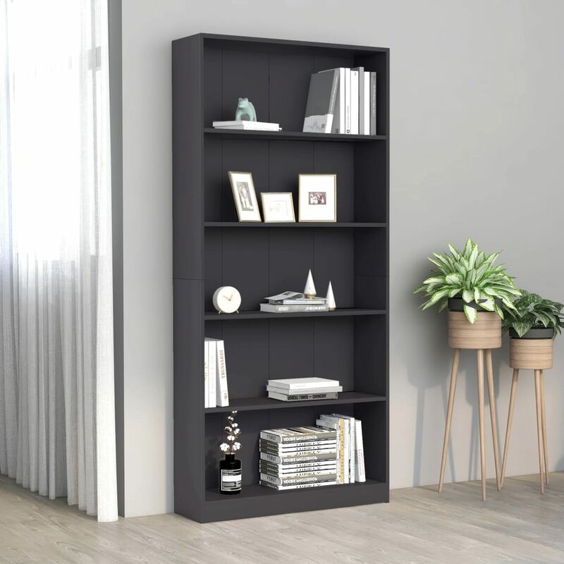 

Estantería de 5 niveles de aglomerado gris 80x24x175 cm - Gris