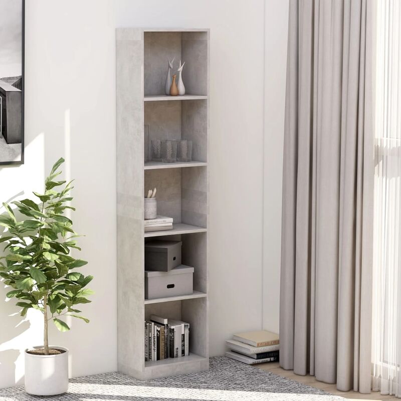 

Estantería de 5 niveles de aglomerado gris cemento 40x24x175 cm - Gris