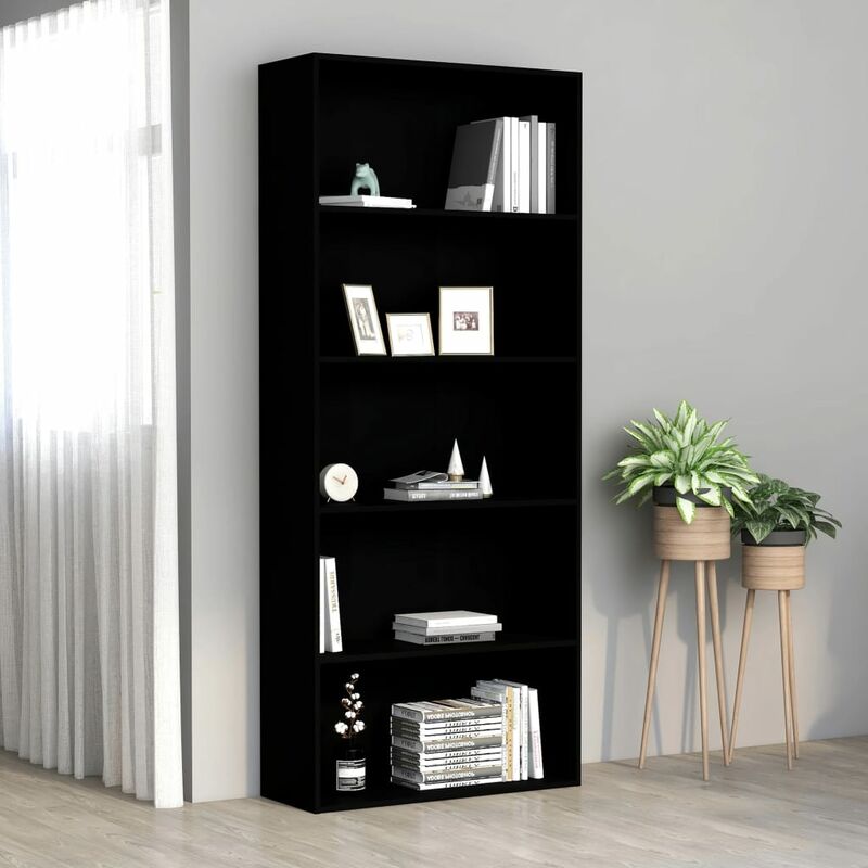 

Estantería de 5 niveles de aglomerado negro 80x30x189 cm - Negro