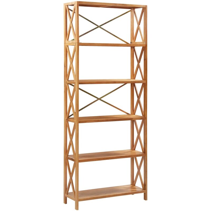 

Estantería de 6 niveles madera maciza de roble 80x30x205 cm - Marrón