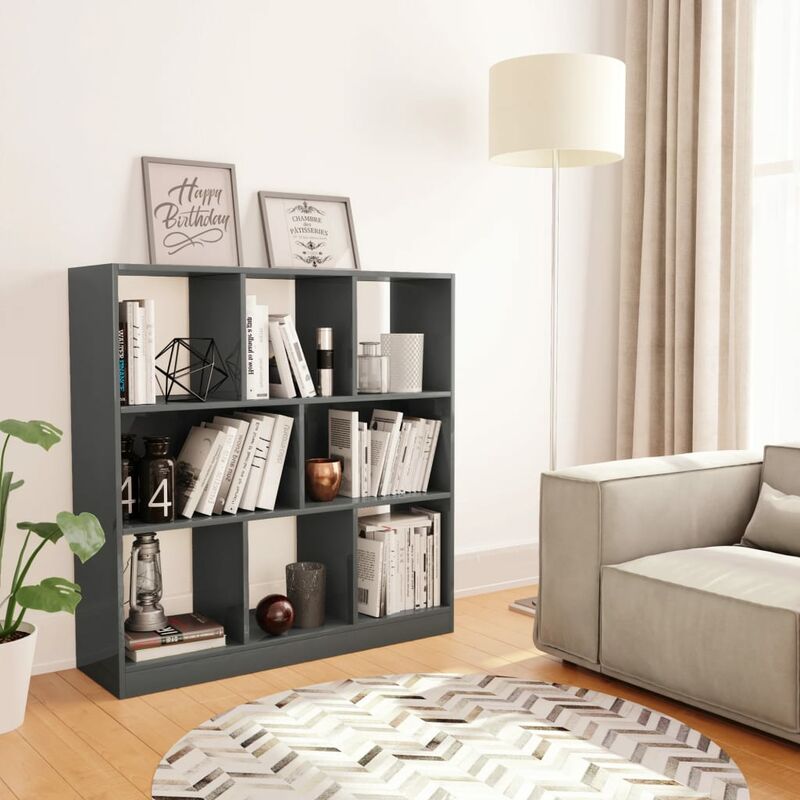

Youthup - Estantería de aglomerado gris brillante 97,5x29,5x100 cm - Gris