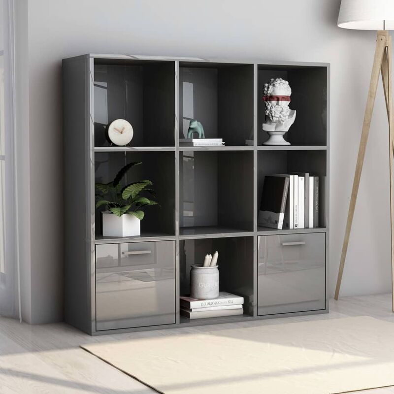 

Estantería de aglomerado gris brillante 98x30x98 cm - Gris