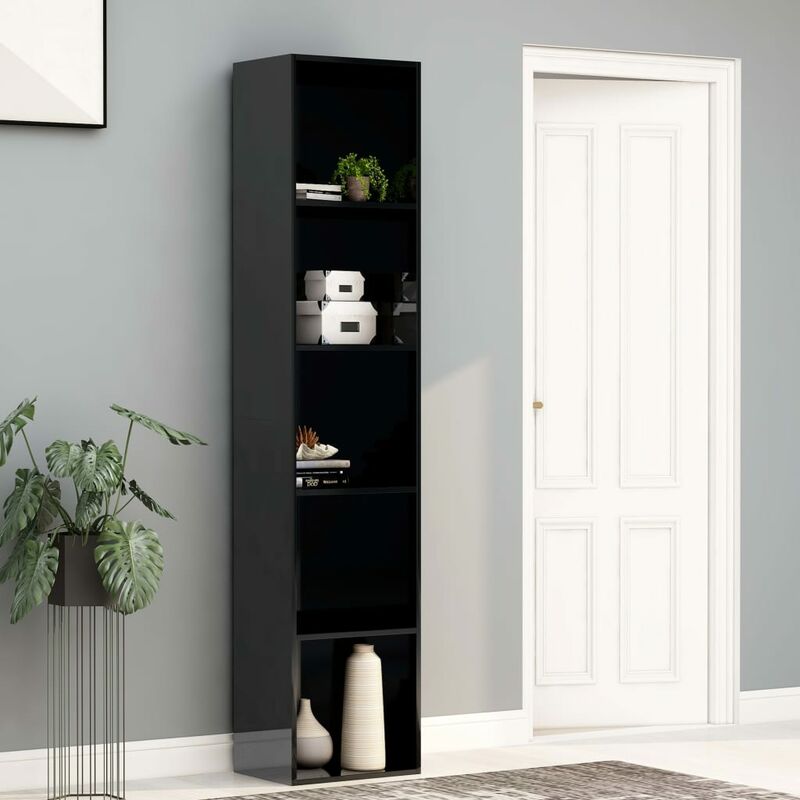 

Estantería de aglomerado negro brillante 40x30x189 cm - Negro