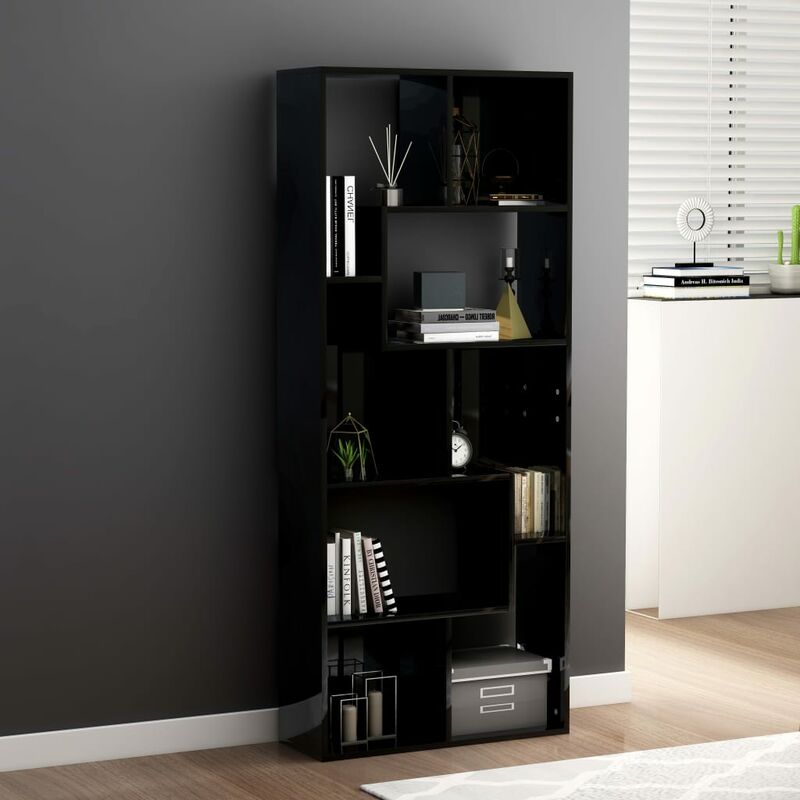 

Estantería de aglomerado negro brillante 67x24x161 cm - Negro