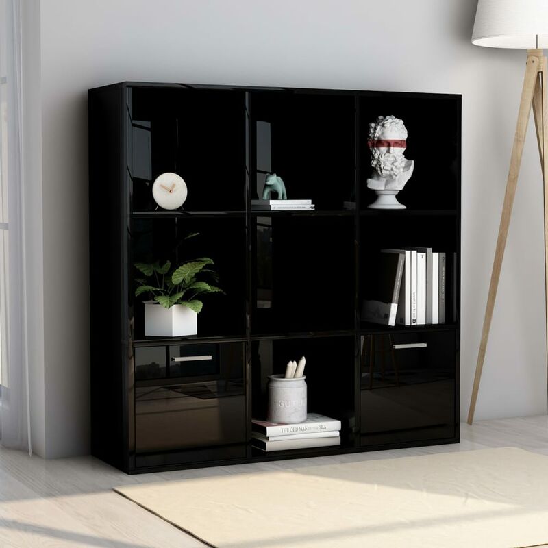 

Estantería de aglomerado negro brillante 98x30x98 cm - Negro