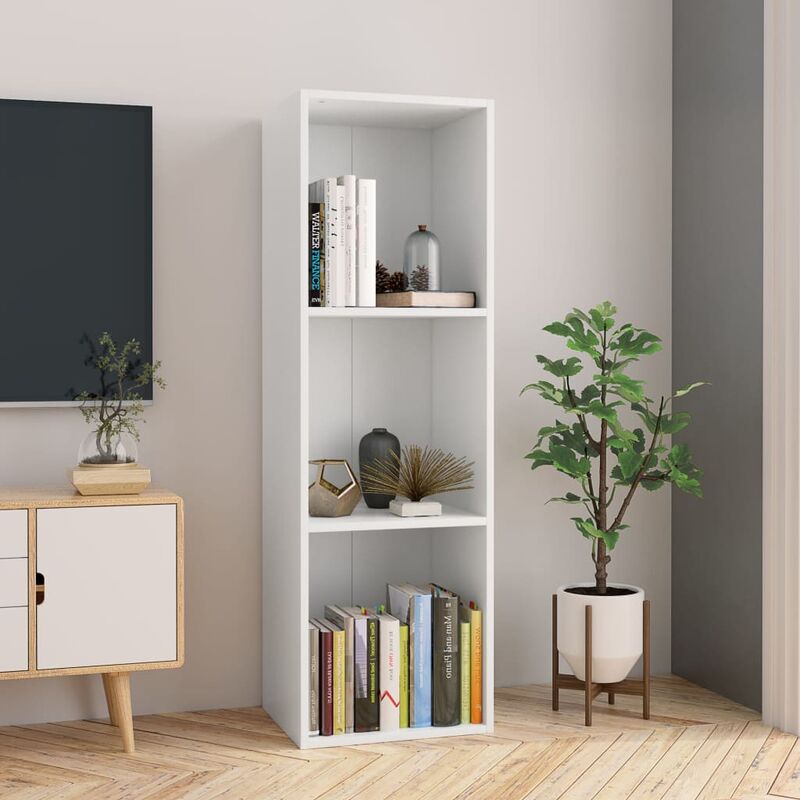 

Estantería de libros/mueble TV aglomerado blanco 36x30x114 cm - Blanco
