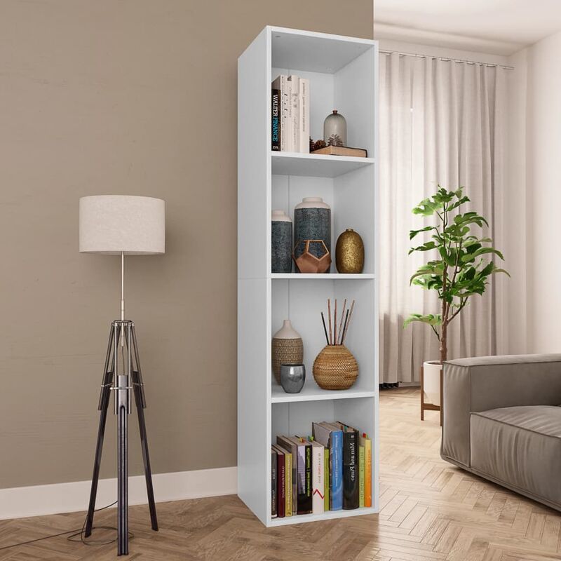 

Estantería de libros/mueble TV aglomerado blanco 36x30x143 cm - Blanco