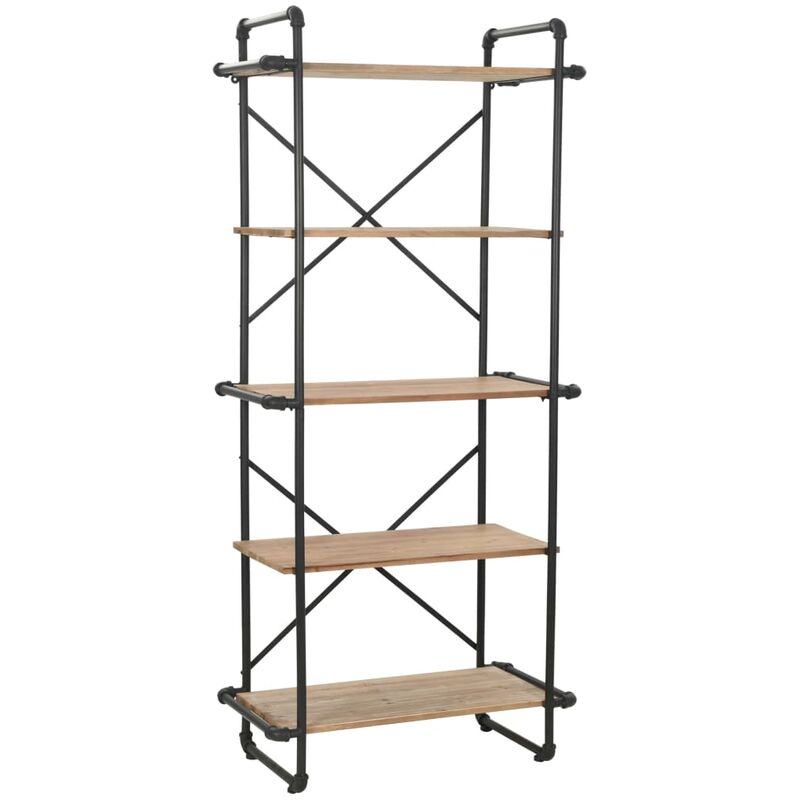 

Estantería de madera maciza y acero 80x42x180 cm - Negro