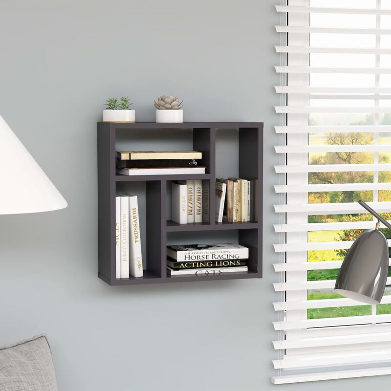 

Estantería de pared aglomerado gris brillante 45,1x16x45,1 cm - Gris