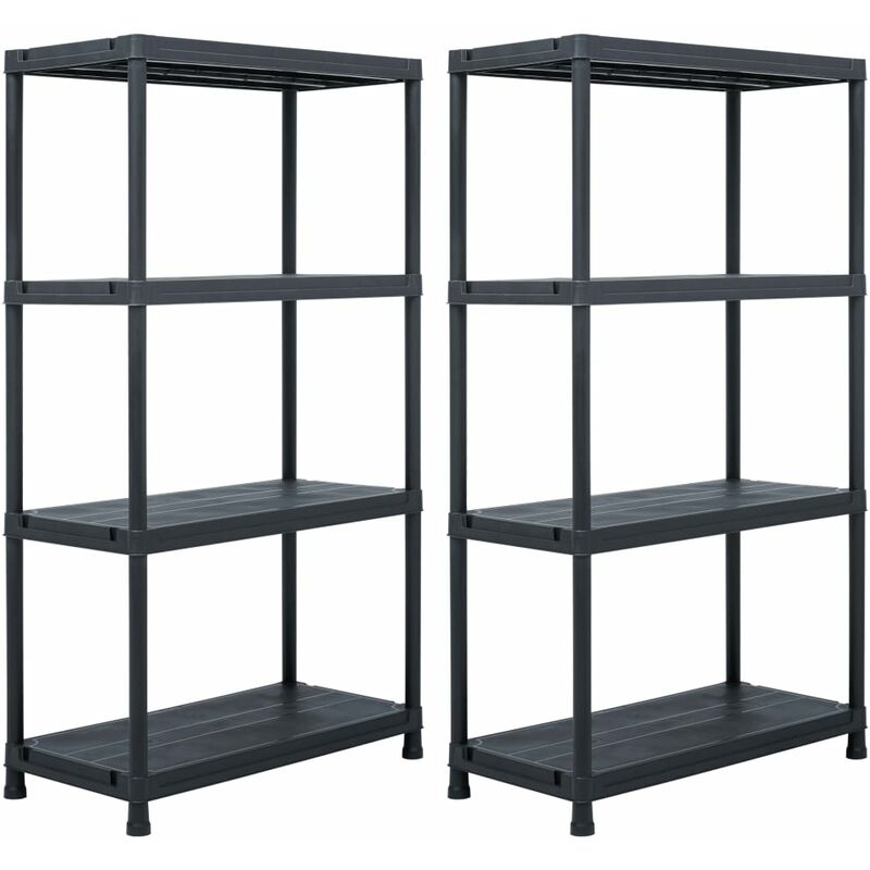 

Estantería de plástico 2 unidades 60x30x138 cm negro - Negro