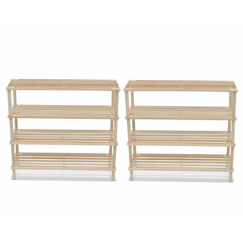 

Estantería de zapatos 4 niveles 2 unidades madera maciza abeto - Beige