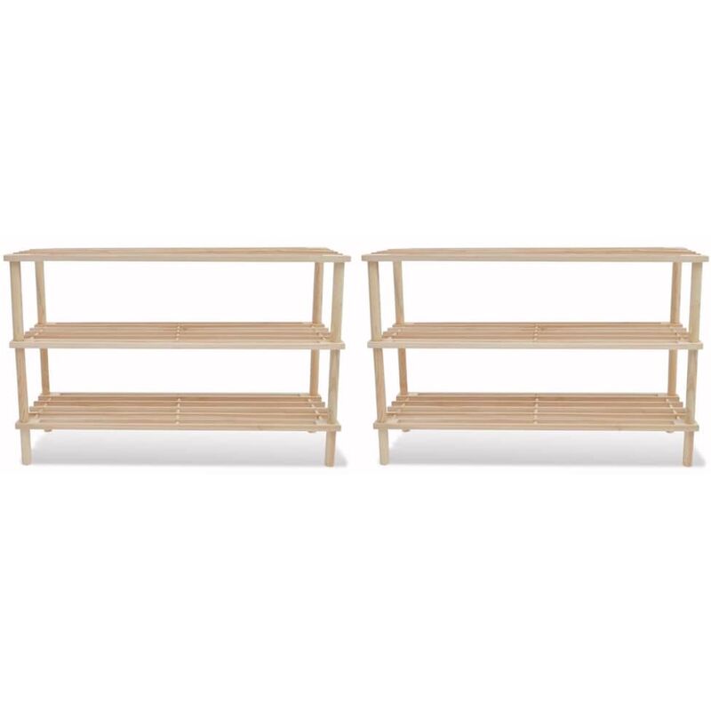 

Estantería de zapatos con 2 niveles madera maciza abeto - Beige