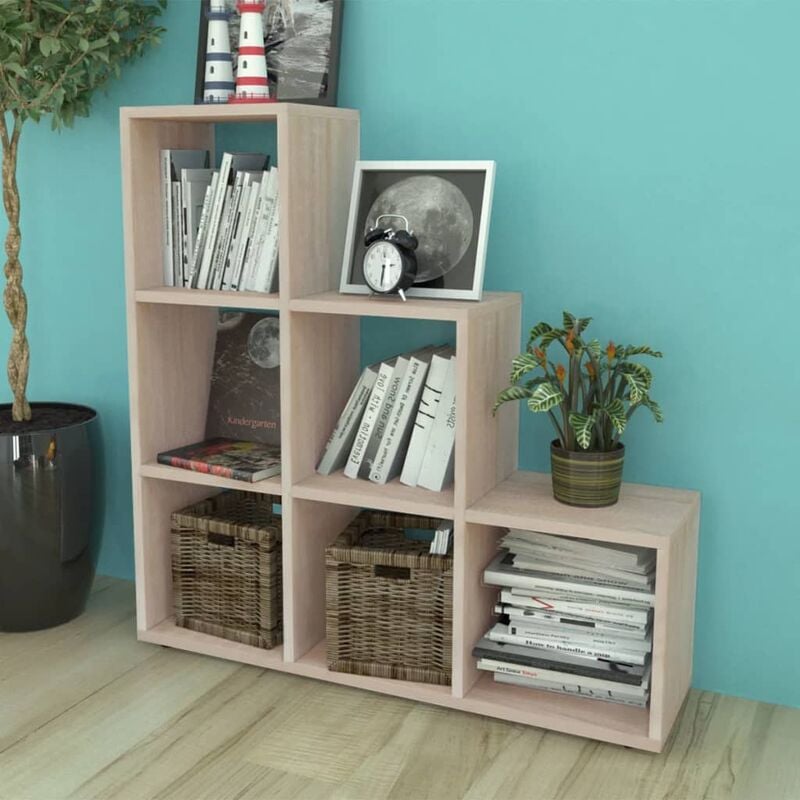 

Estantería librería en forma de escalera 107 cm color roble - Marrón